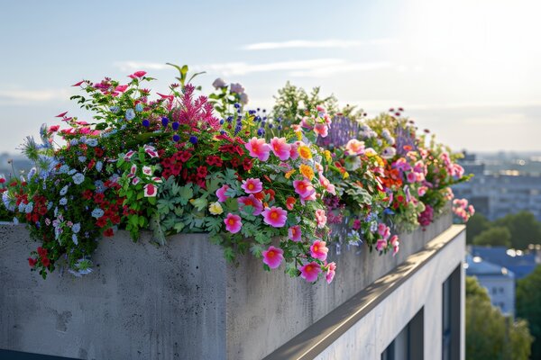 blumenbeet auf balkon